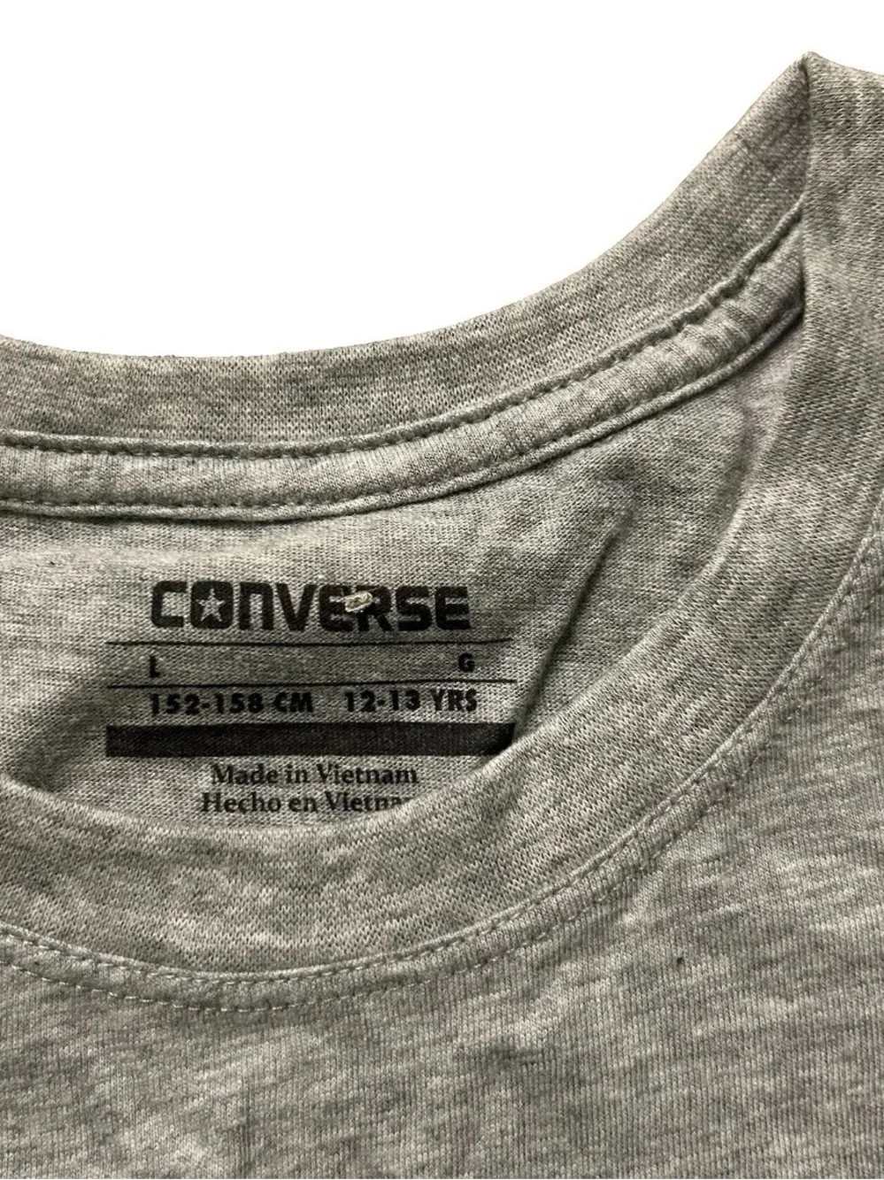 Girls Converse Grey Short Sleeve Top Shirt Size Large (12/13Y)